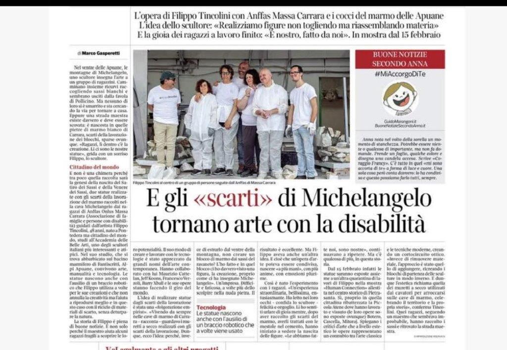 E gli scarti di Michelangelo tornano arte con la disabilità - su Il Corriere della Sera